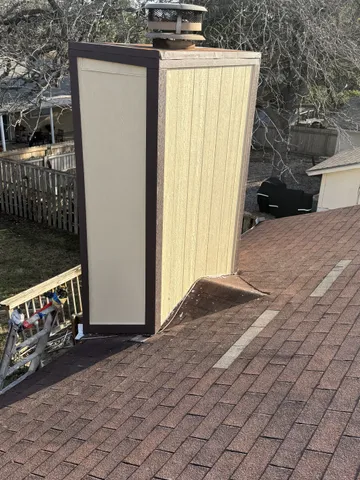 Roof repair and chimney rebuild completed by Texas Professional Roofing