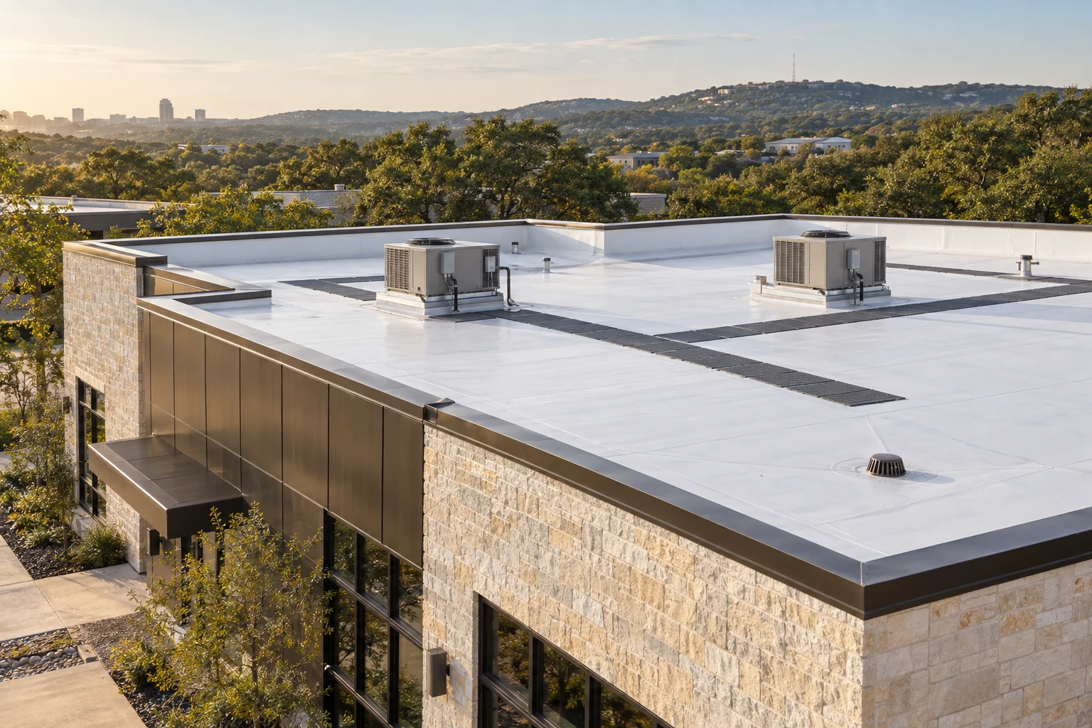 Illustrative commercial low-slope roof assembly
