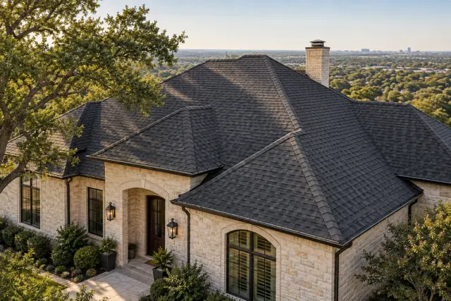 Fort Worth-inspired home with the roof visible