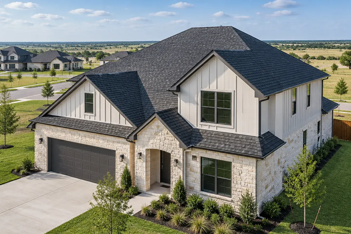 A Hutto-inspired home, showing the roof and regional setting