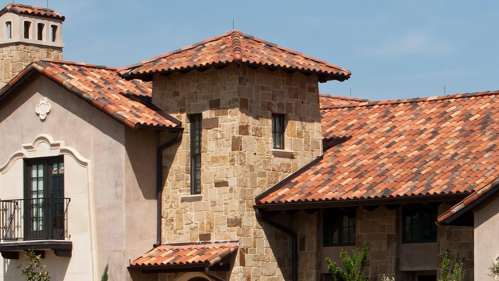 Clay & ceramic tile installed Spanish tile roof in Fort Worth, photographed by Ludowici