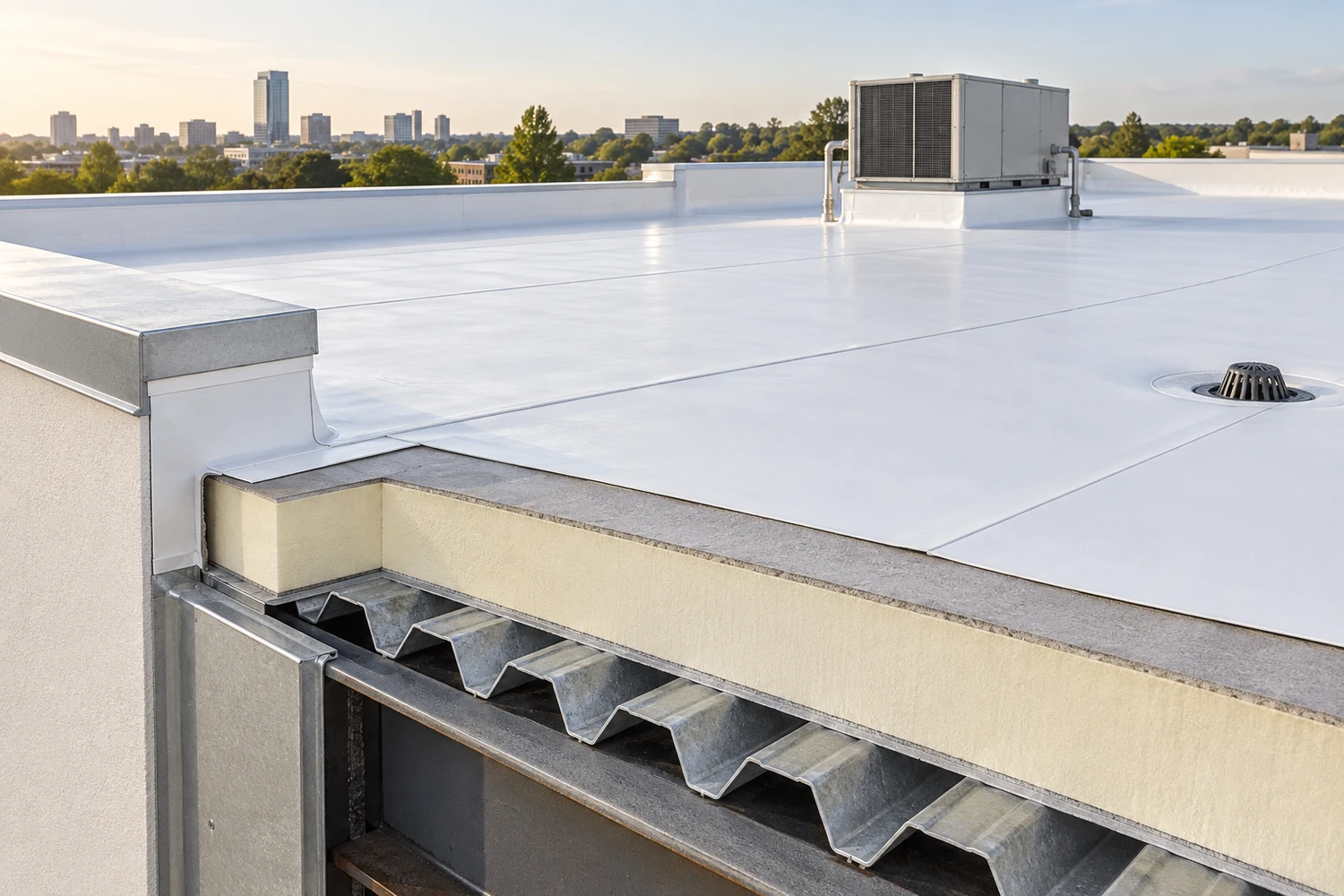 Single-ply roofing assembly illustration