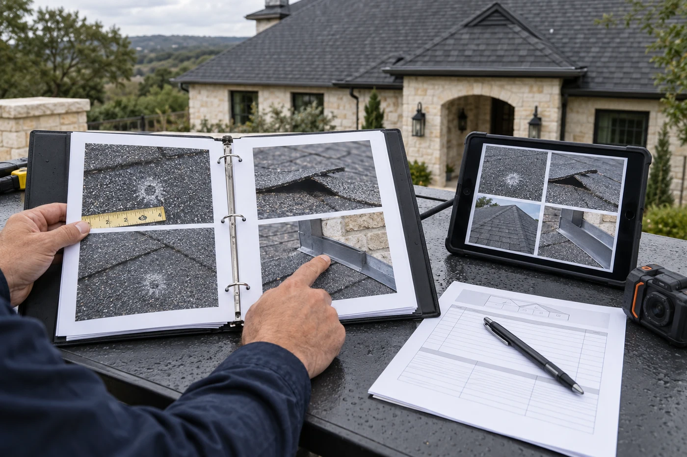 Illustration of storm & insurance documentation